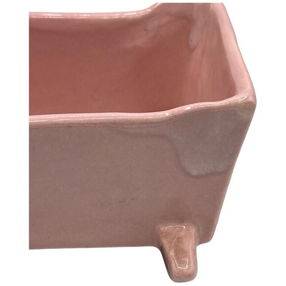 Vintage MCM Haeger Pottery Pastel Pink Baby Cradle Nursery Planter Home Décor - Picture 7 of 13